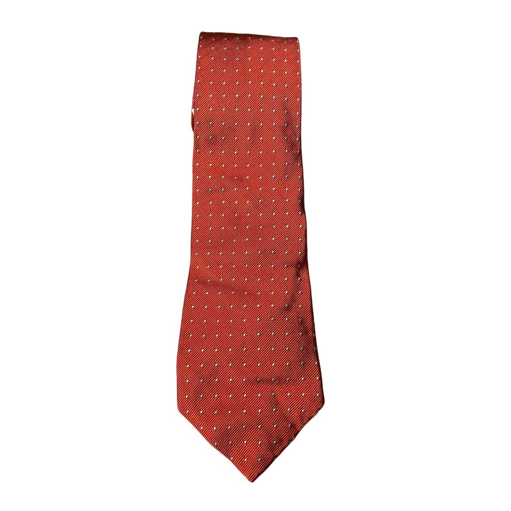 Polo Ralph Lauren Made Italy Silk Tie Orange / cream-white Dots